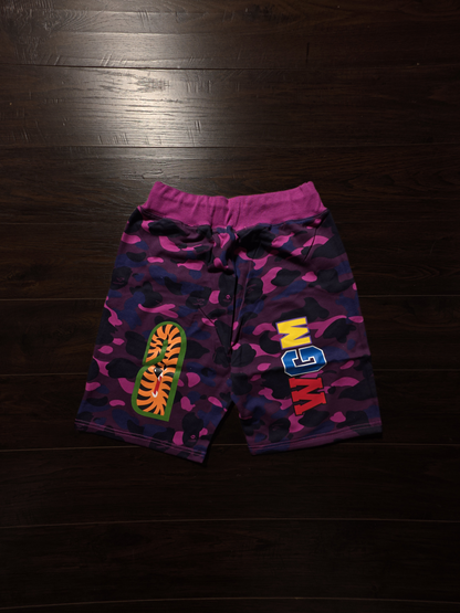 BAPE Color Camo Shark Sweat Shorts (SS24) Purple [NEW]