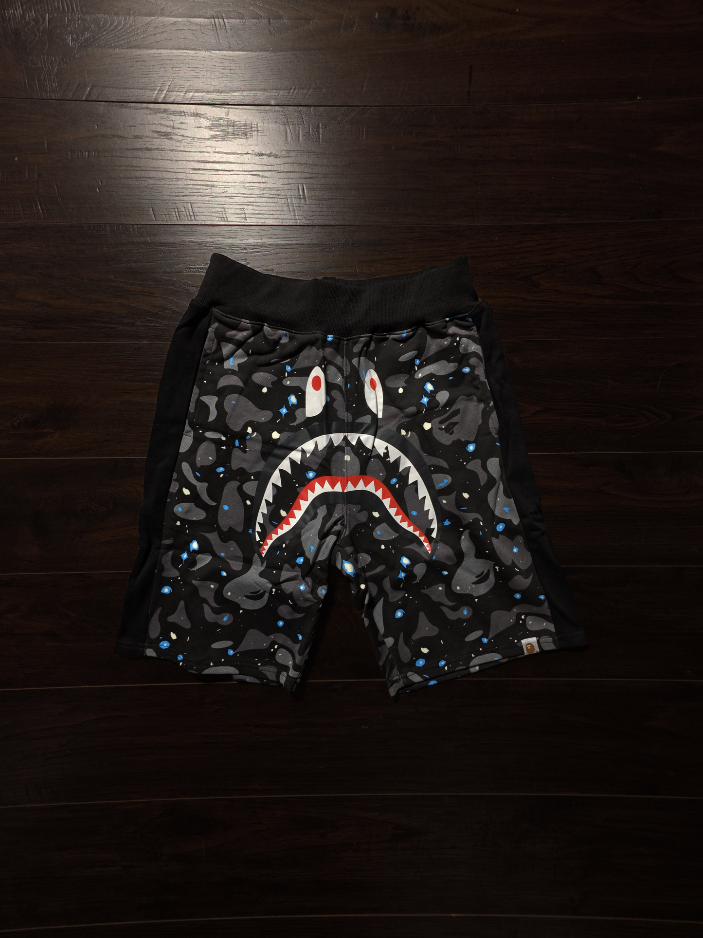 BAPE Space Camo Shark Sweat Shorts Black [NEW]