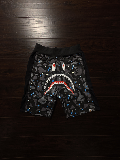 BAPE Space Camo Shark Sweat Shorts Black [NEW]