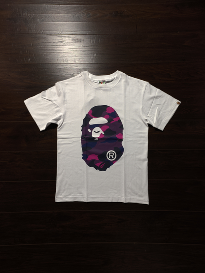 BAPE Color Camo Big Ape Head Tee 'White/Purple' [NEW]