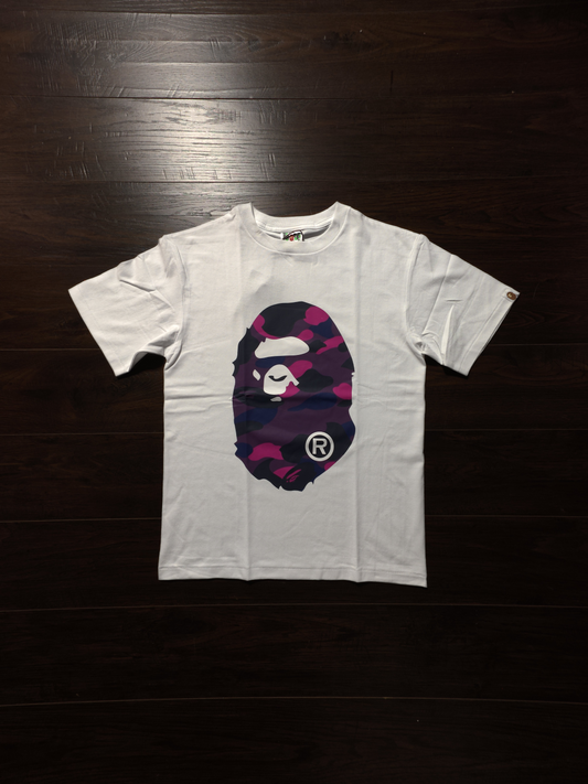 BAPE Color Camo Big Ape Head Tee 'White/Purple' [NEW]