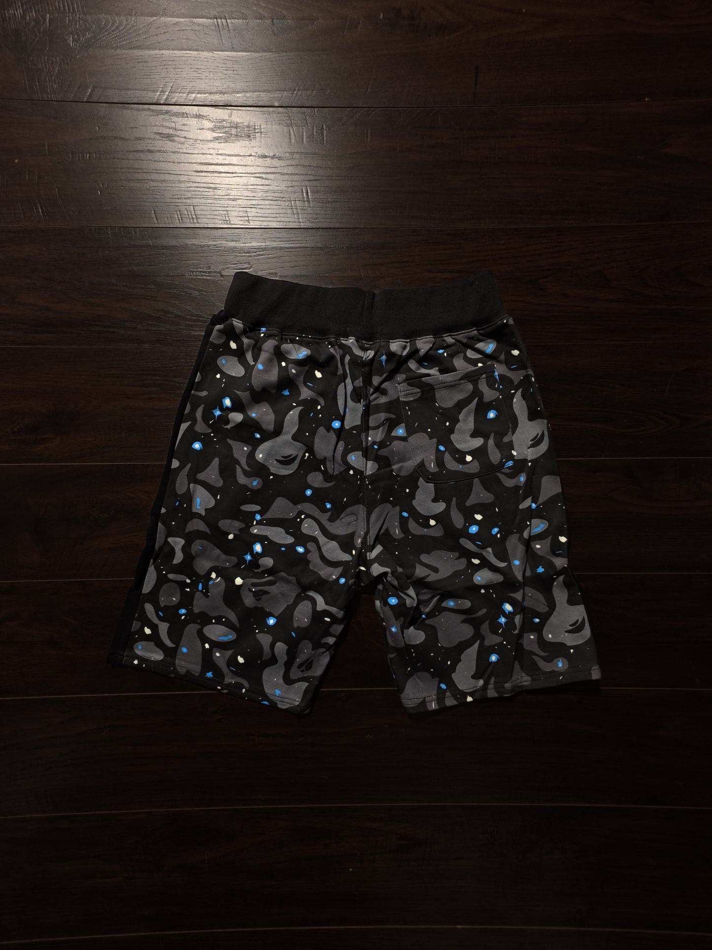 BAPE Space Camo Shark Sweat Shorts Black [NEW]