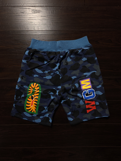 BAPE Color Camo Shark Sweat Shorts (SS24) Navy [NEW]