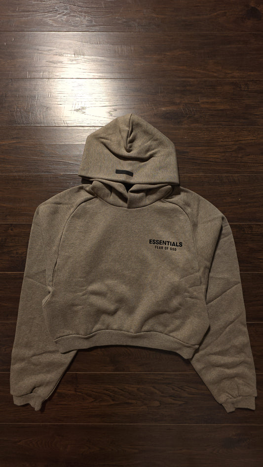 Fear of God Essentials Gray Fleece Cropped Hoodie Heather Gray [NEW] - S/M