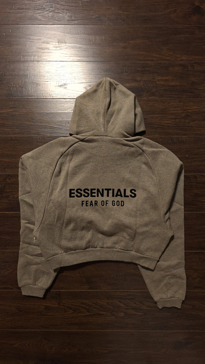 Fear of God Essentials Gray Fleece Cropped Hoodie Heather Gray [NEW] - S/M