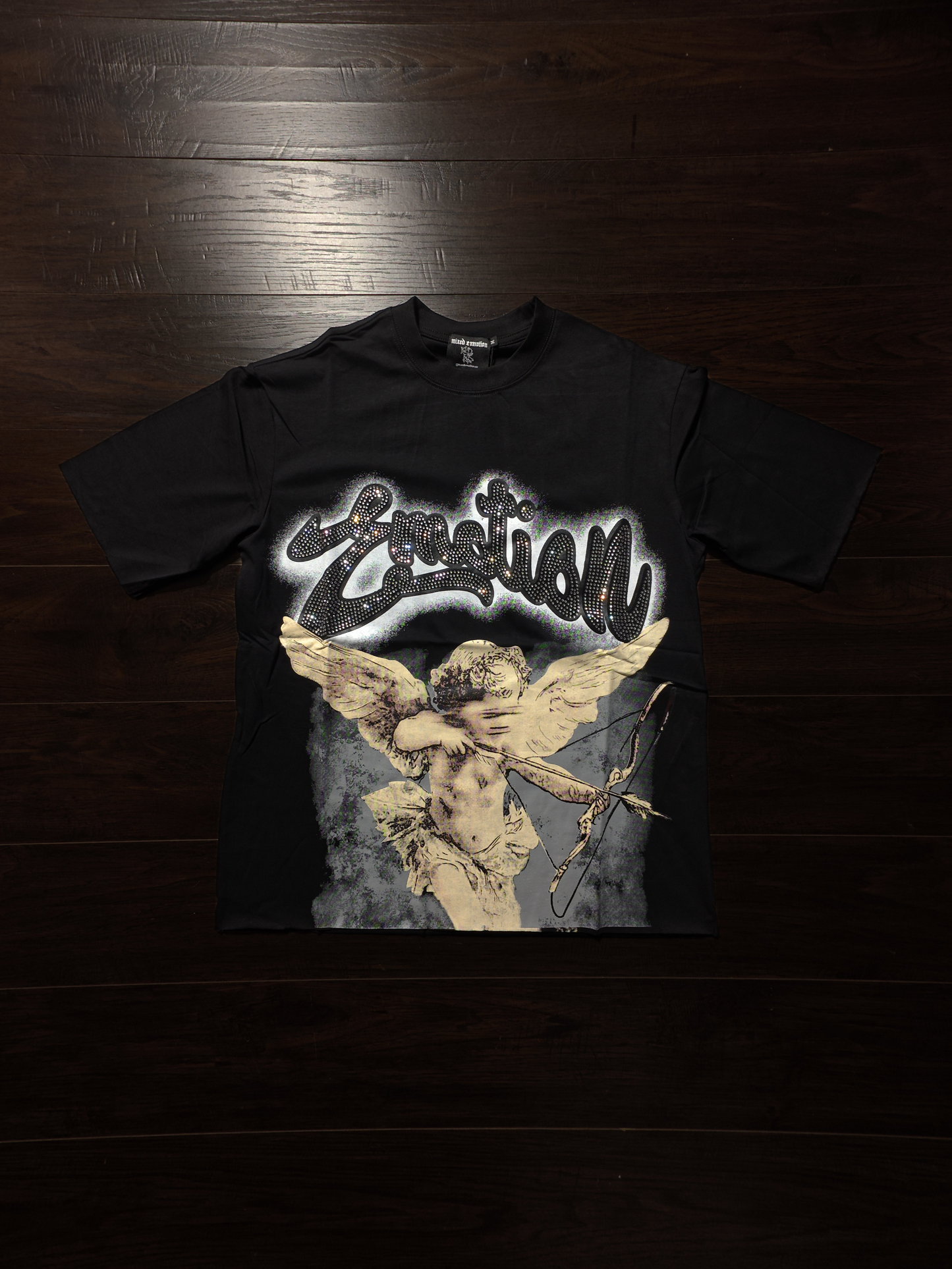 Mixed Emotion Black 'Rhinestone' Cropped Tee [NEW]