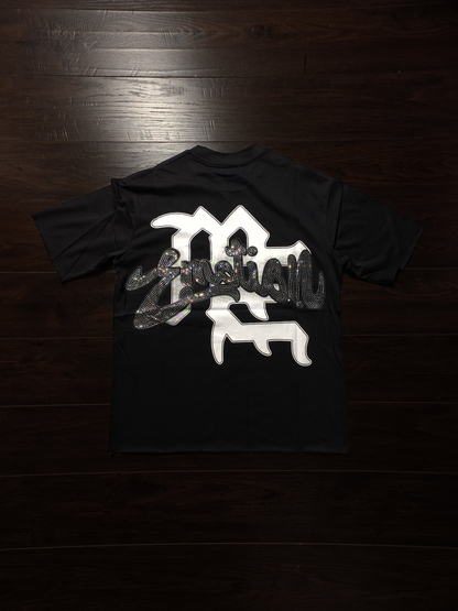 Mixed Emotion Black 'Rhinestone' Cropped Tee [NEW]