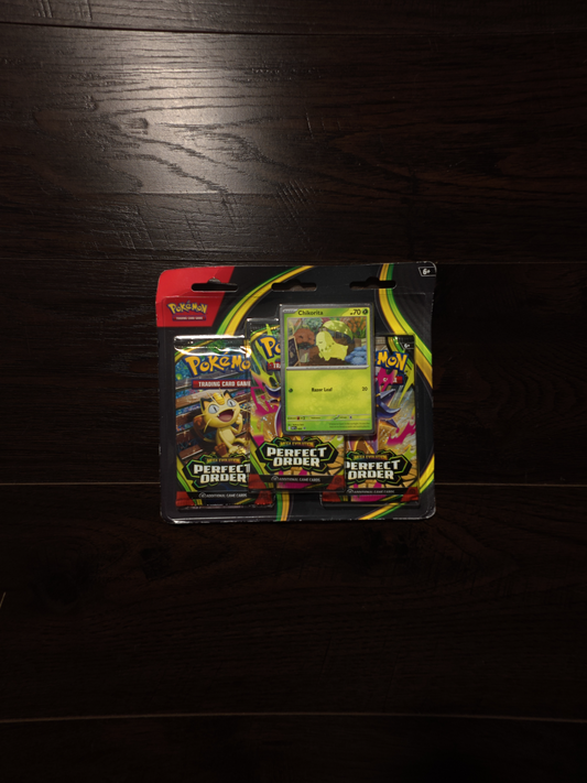 Pokémon TCG: Mega Evolution—Perfect Order 3-Pack Blister (Chikorita)