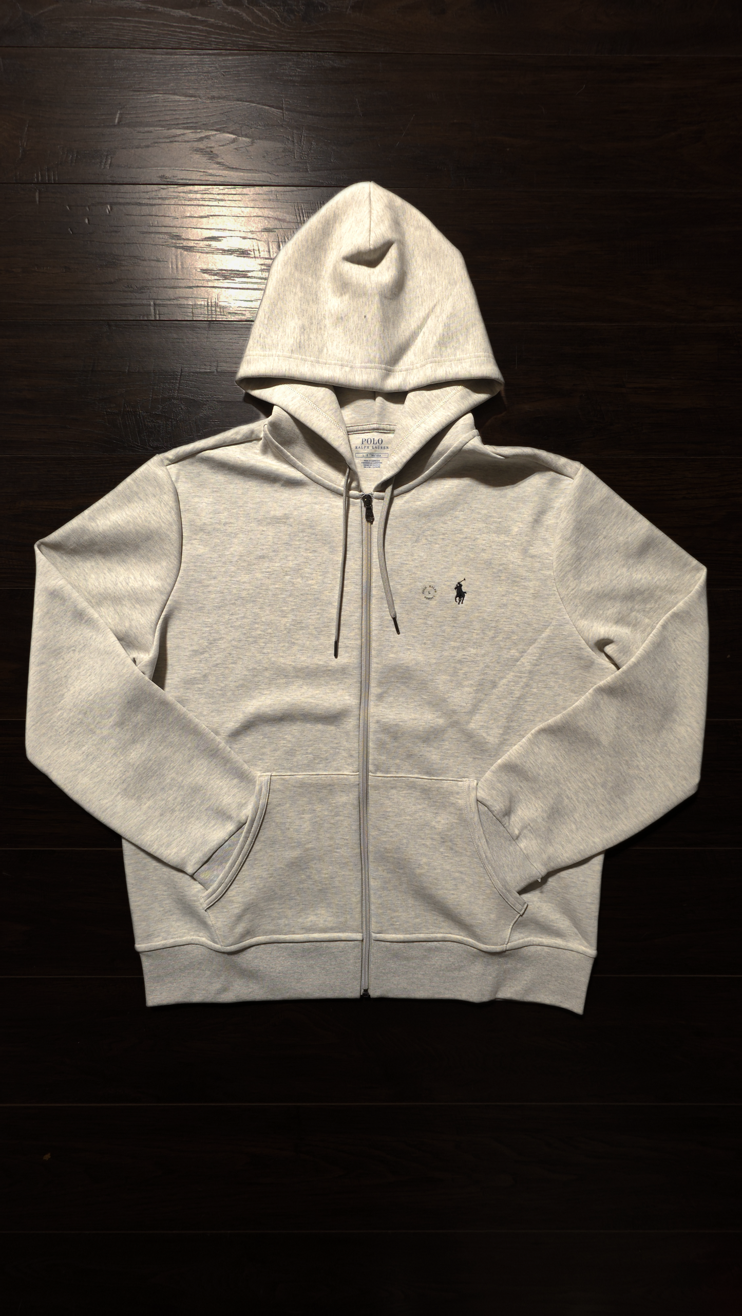 Polo Ralph Lauren Double-Knit Full-Zip Hoodie Light Sport Heather/Black [NEW]
