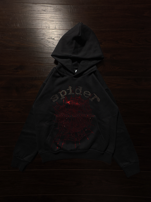 Sp5der OG Rhinestone Hoodie 'Black' [NEW]