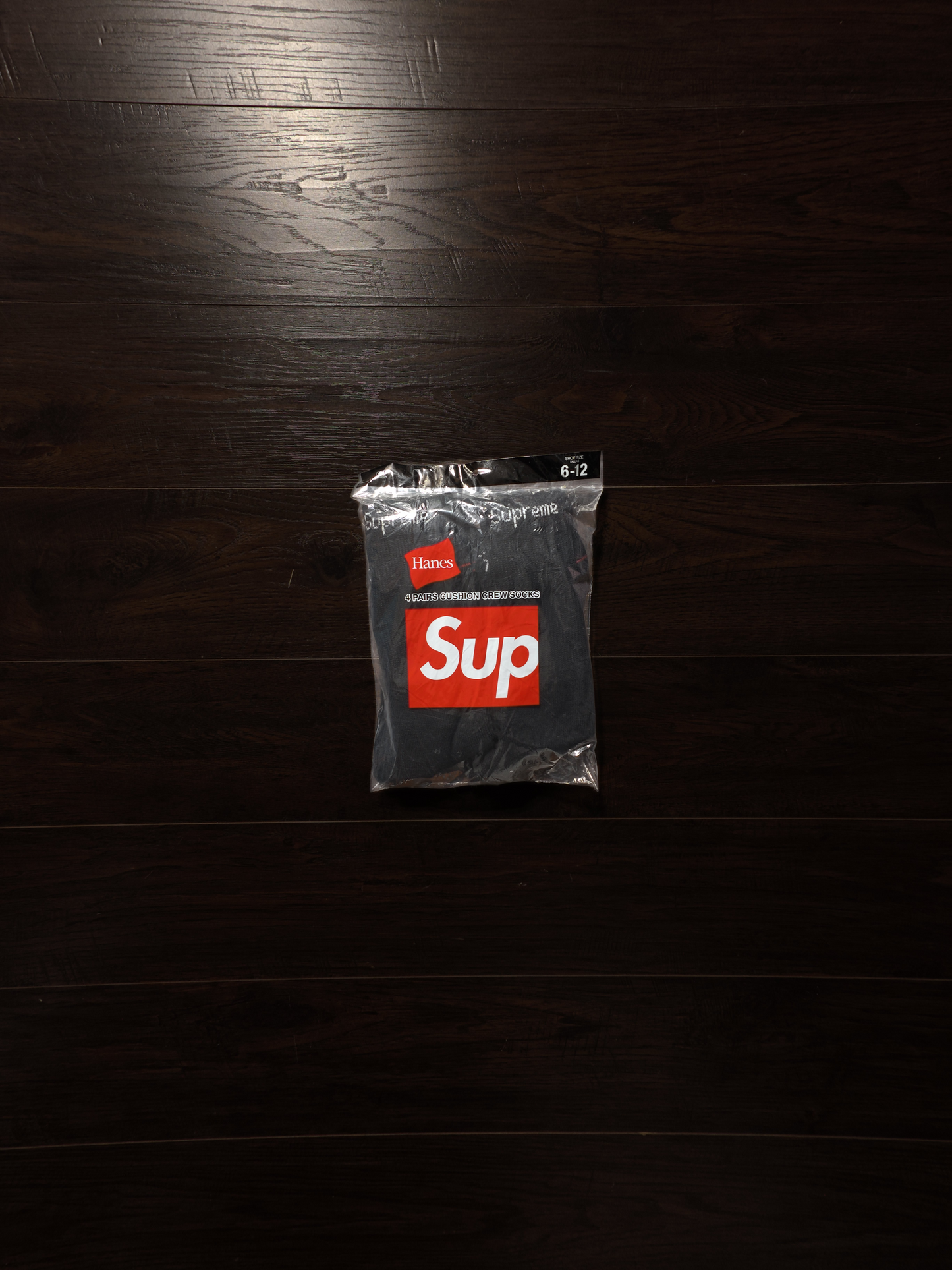 Supreme Hanes Socks (4 Pack) Black [NEW] - Fits Size 6-12