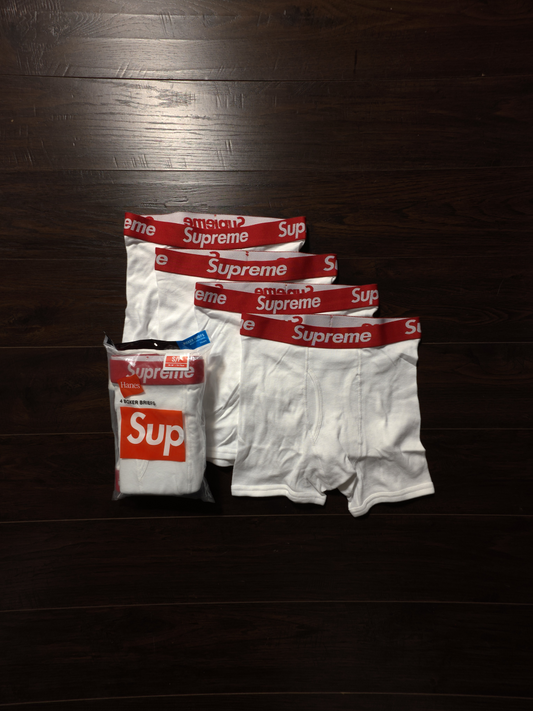 Supreme Hanes Boxer Briefs (4 Pack) White [NEW]