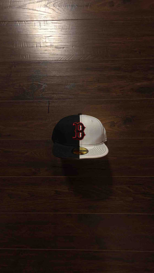 New Era 59FIFTY Fitted Red Sox Black/White Split Hat [USED] - 7 1/8