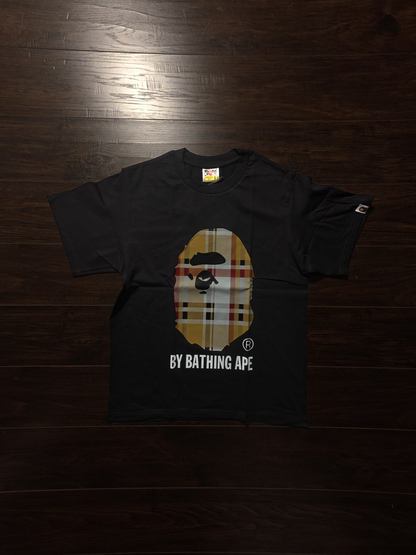BAPE A Bathing Ape Check by Bathing Tee Black/Beige [NEW]