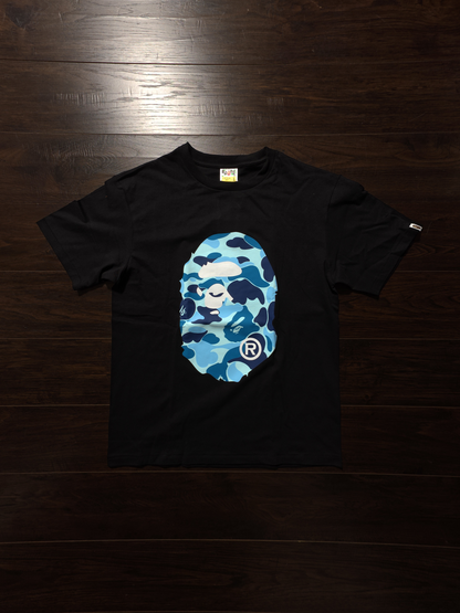 BAPE ABC Camo Big Ape Head Tee Black/Blue [NEW]