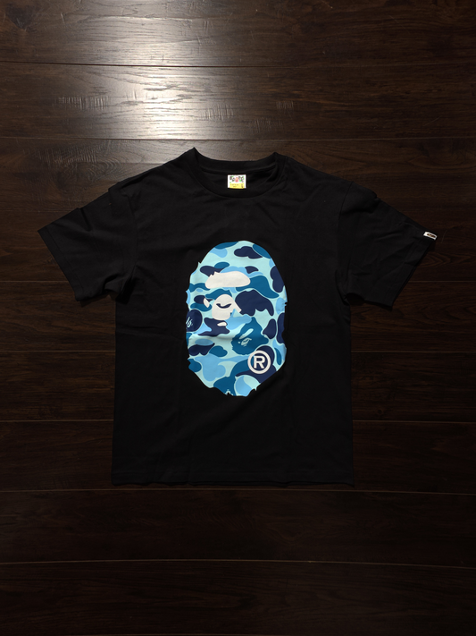 BAPE ABC Camo Big Ape Head Tee Black/Blue [NEW]