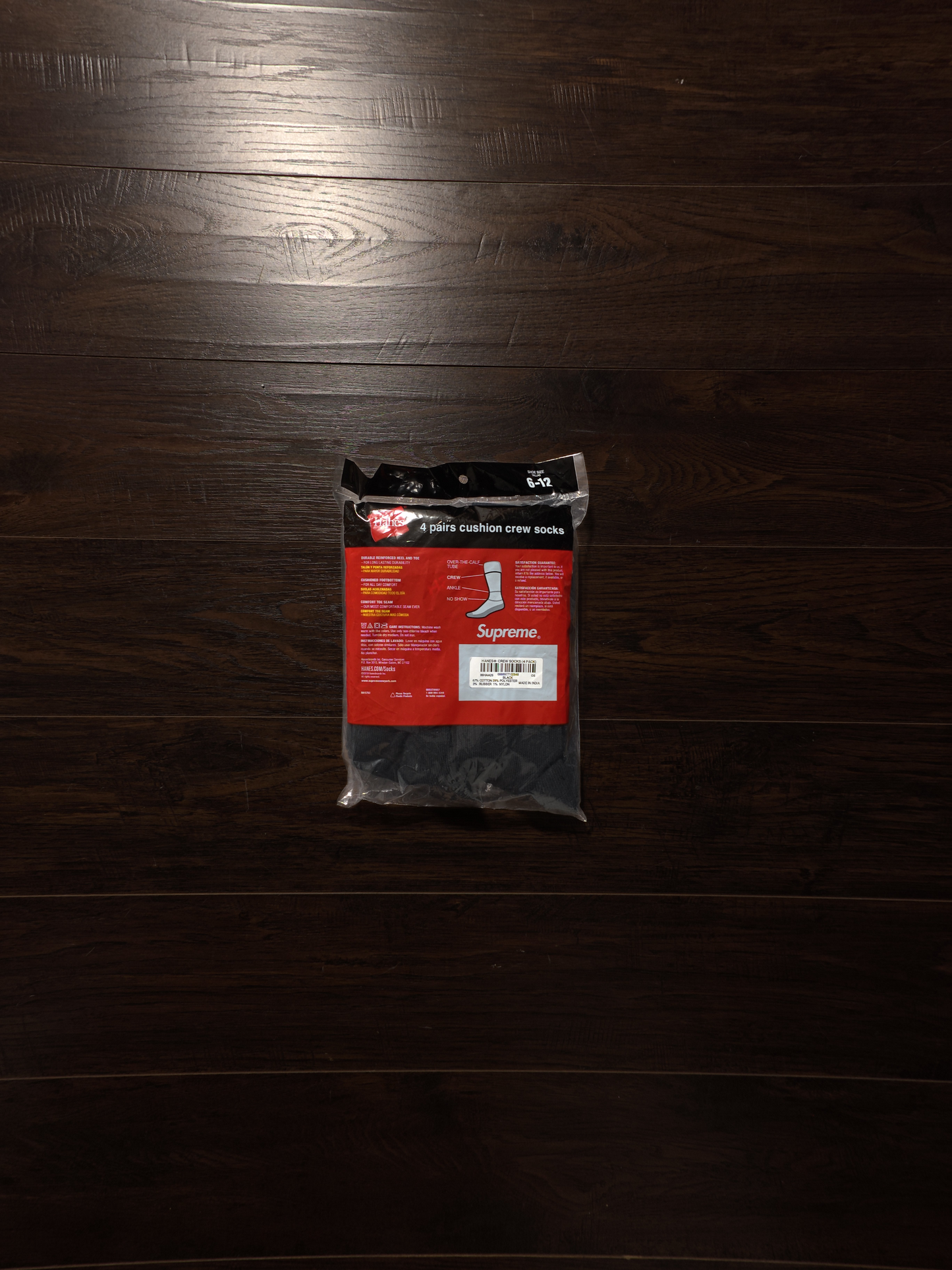 Supreme Hanes Socks (4 Pack) Black [NEW]
