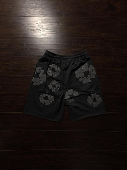 Denim Tears Faded Mono Cotton Wreath Sweatshorts Black [NEW]