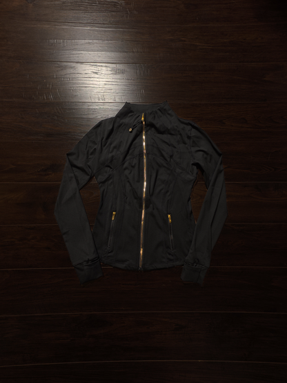 Lululemon Define Jacket & High-Rise Biker Shorts Set – Black/Gold [NEW]