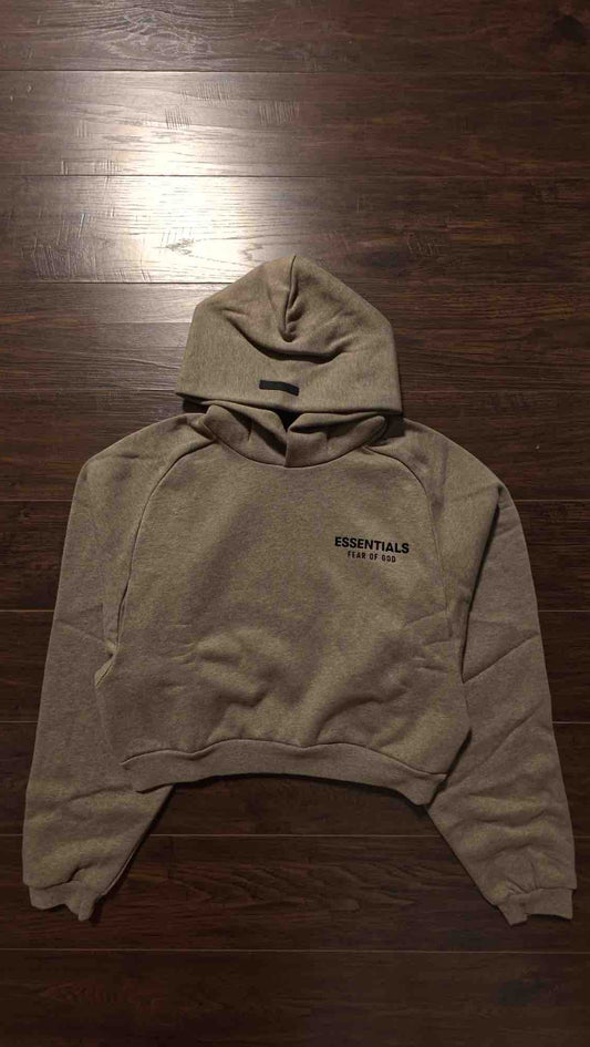 Fear of God Essentials Gray Fleece Cropped Hoodie Heather Gray [NEW] - S/M