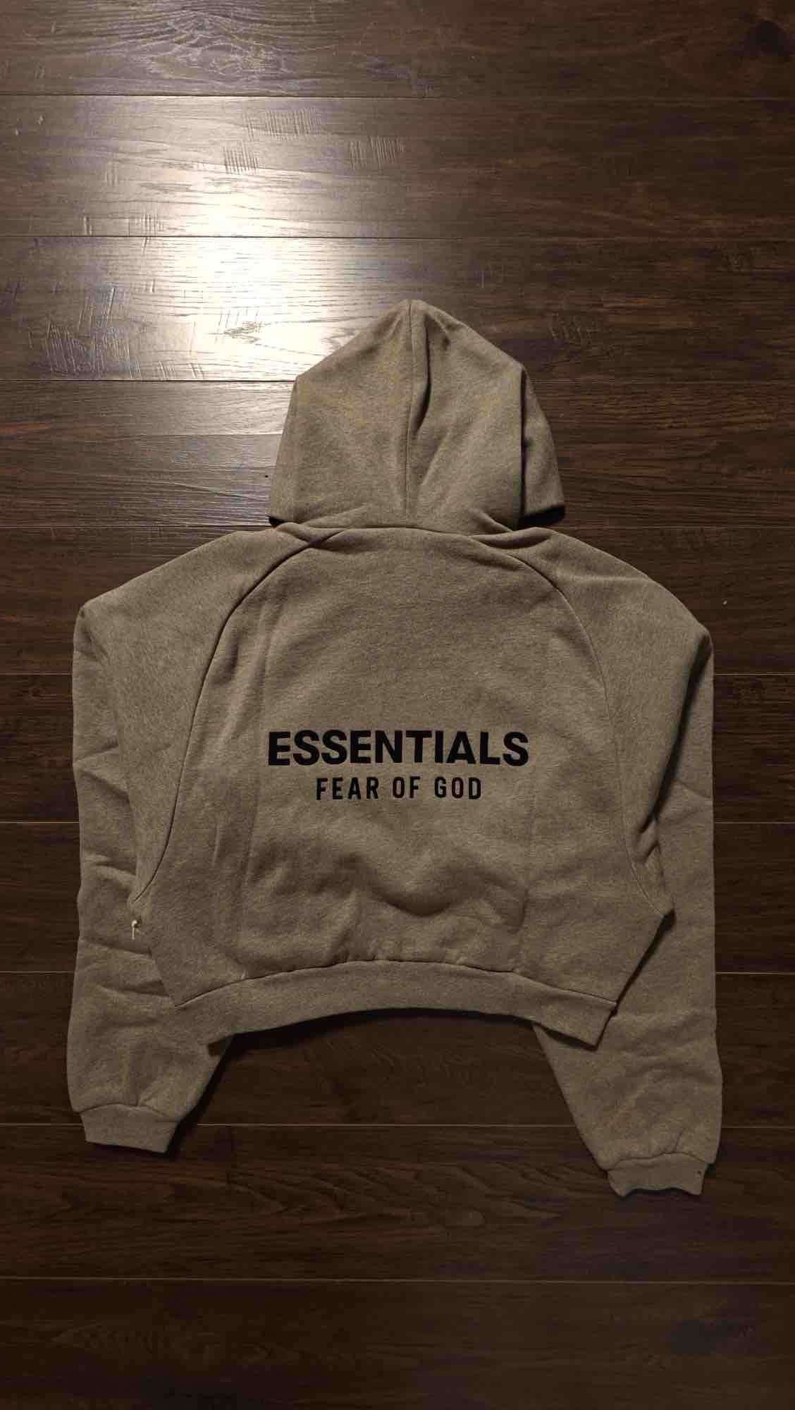 Fear of God Essentials Gray Fleece Cropped Hoodie Heather Gray [NEW] - S/M