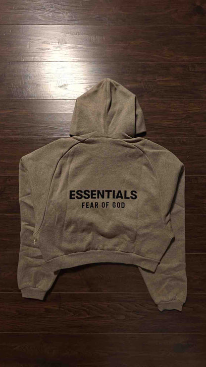 Fear of God Essentials Gray Fleece Cropped Hoodie Heather Gray [NEW] - S/M